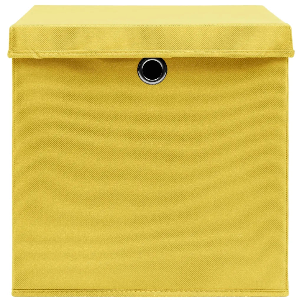 Contenitori con Coperchi 4 pz 28x28x28 cm Giallo 325224