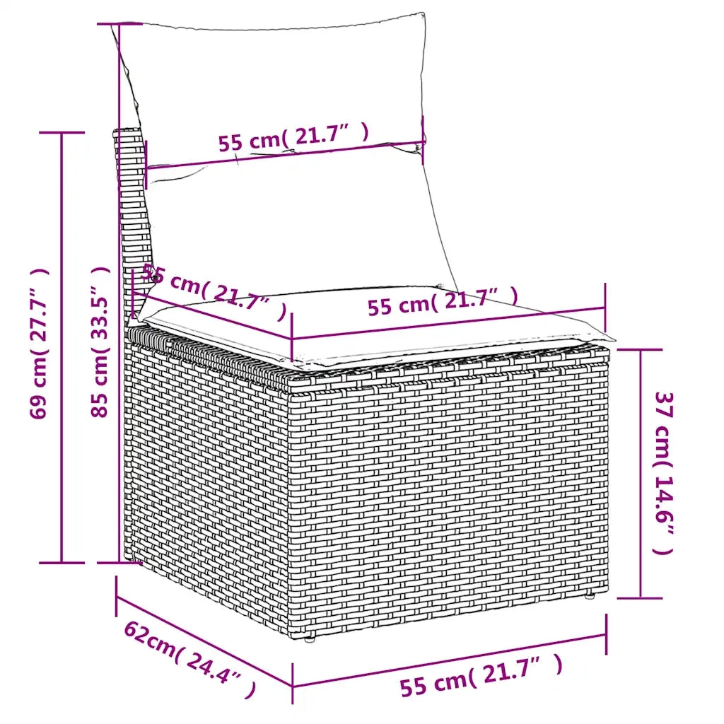 Set Divani da Giardino 11 pz con Cuscini Polyrattan Marrone 3217813