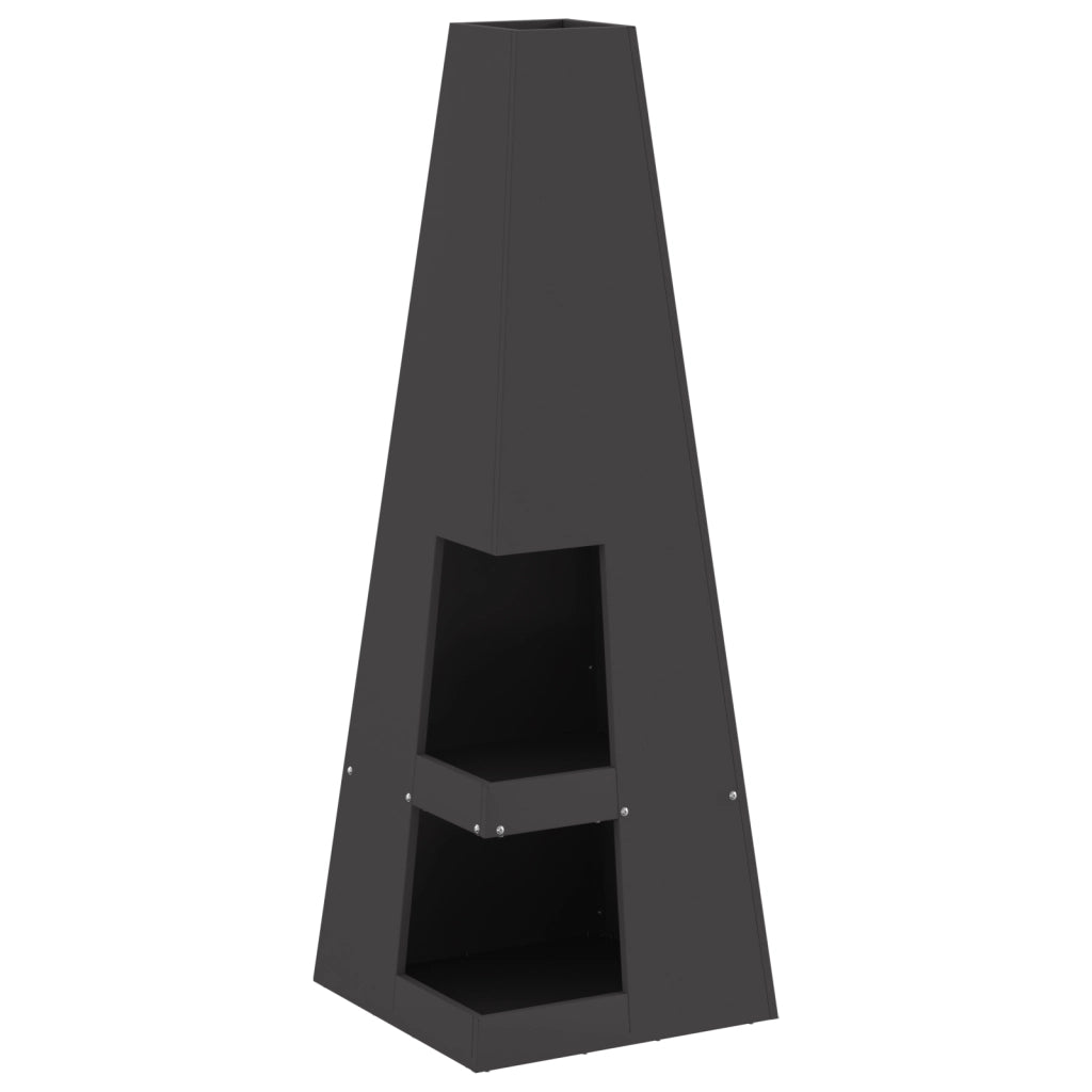 Focolare  con stoccaggio per legna Nero 35x35x100 cm Acciaio