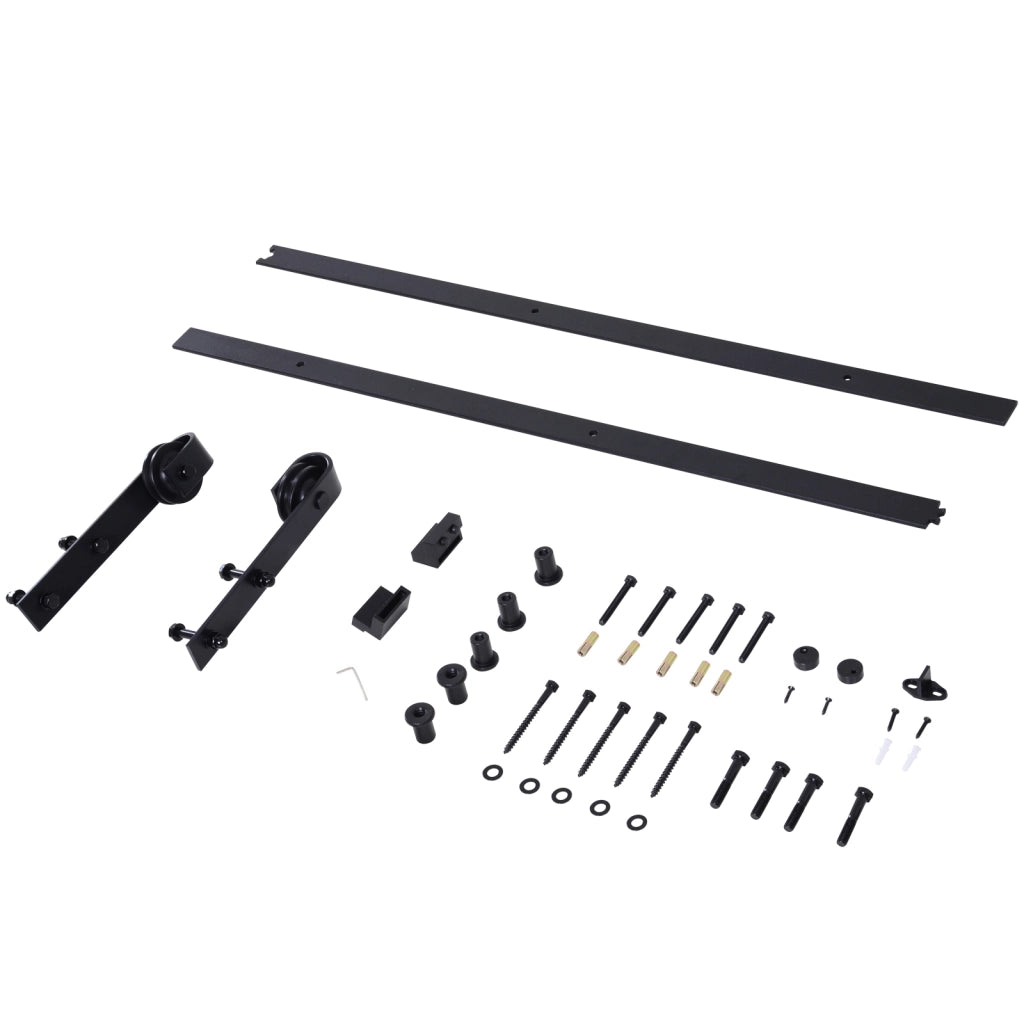 Binario Porta Scorrevole con Kit Accessori e Rulli ¨C zephmum ¨C Acciaio, Portata 100kg, 200x4x0.6 cm