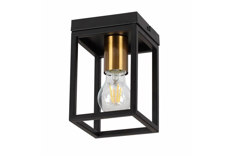 Plafoniera industriale nera ottone Cage Reality E27 40W