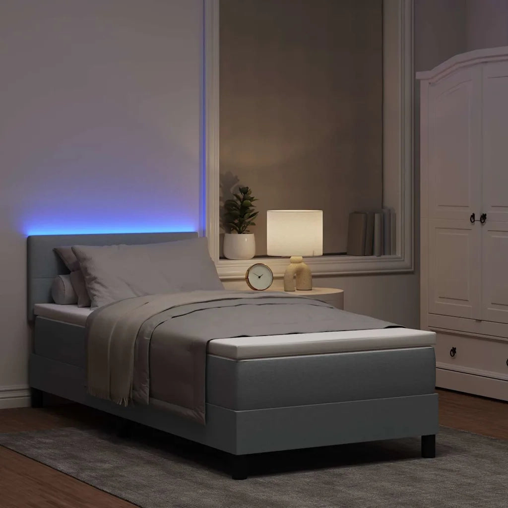 Letto a molle con materasso Grigio chiaro 90 x 200 cm Tessuto