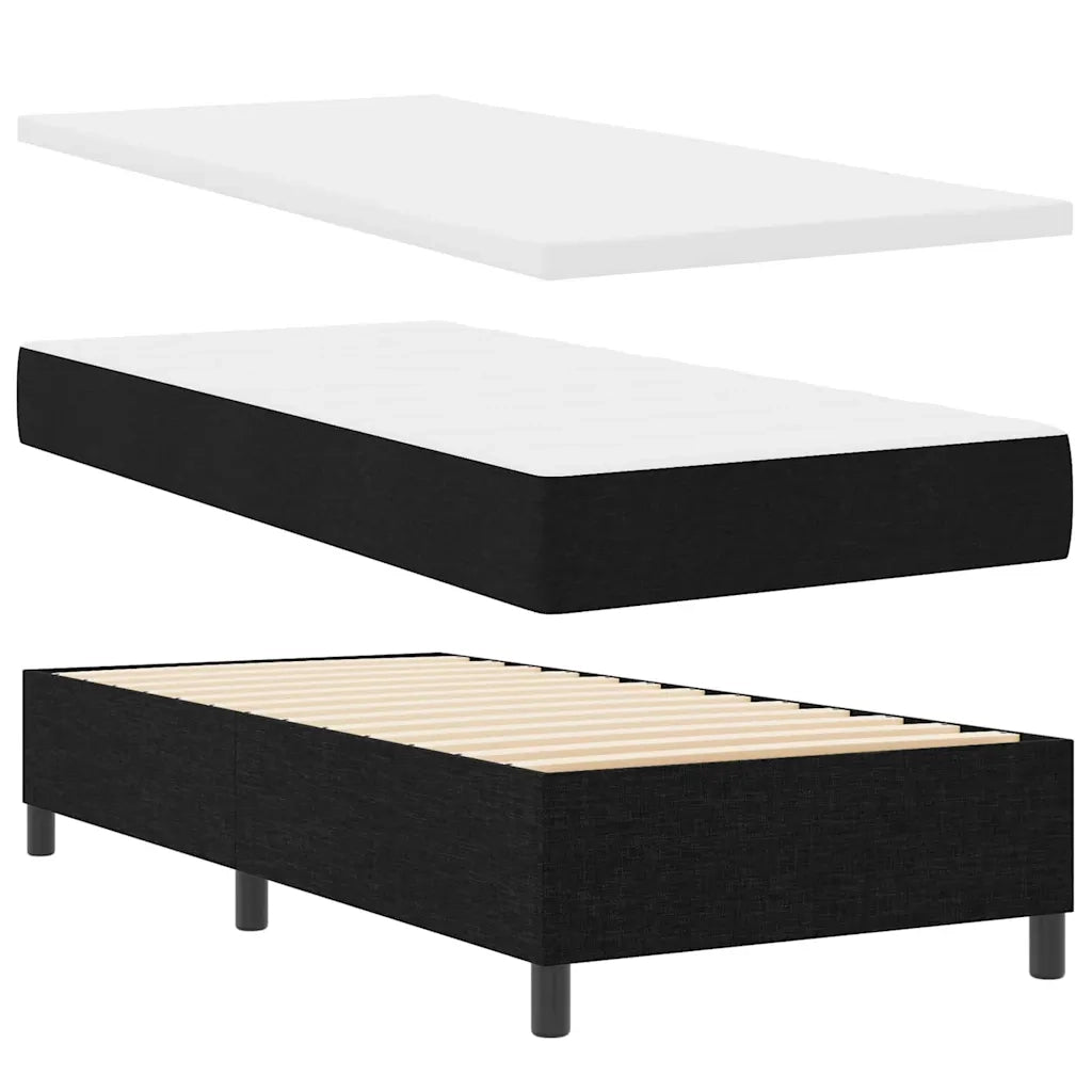 Letto a molle con materasso Nero 90 x 200 cm Tessuto