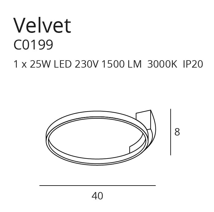 Plafoniera anello moderna nera Ø40 LED 25W Maxlight