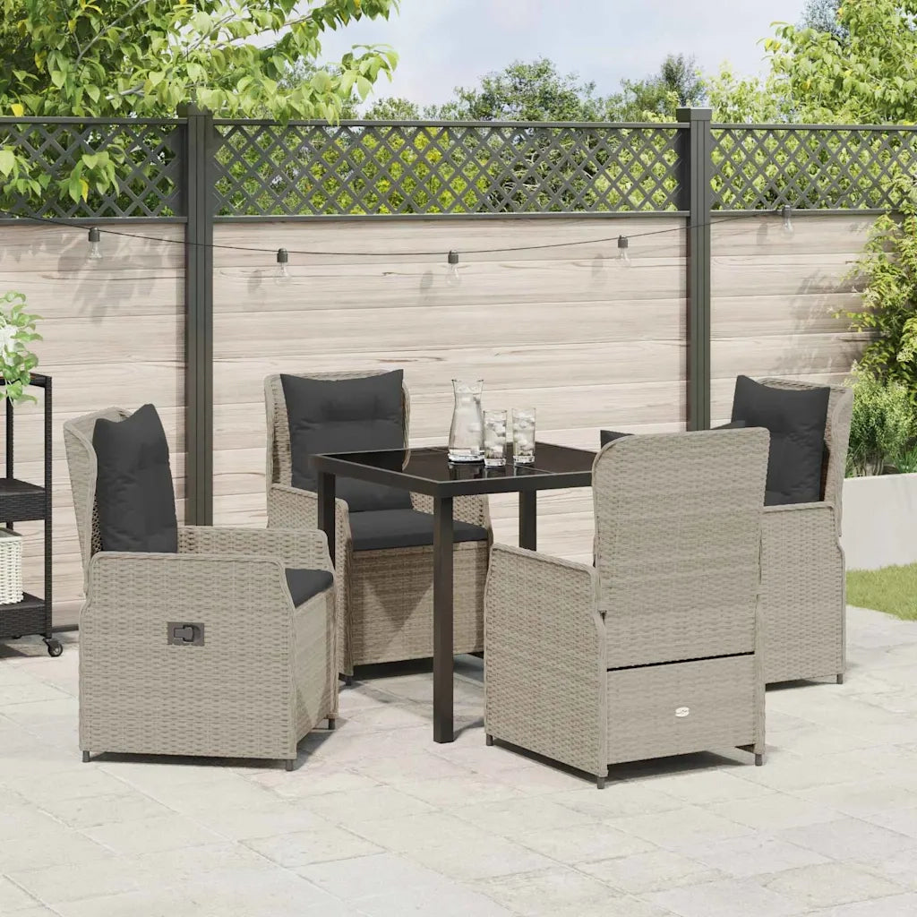 Set da Pranzo per Giardino 5 pcs Grigio chiaro polyrattan