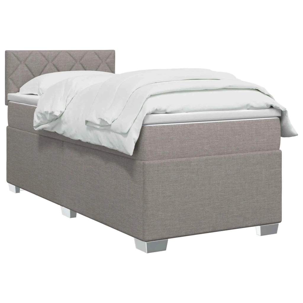 Letto con Box Spring, Materasso e LED Tortora 90 x 190 cm 3451844