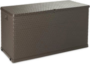 Baule multiuso da esterno in resina effetto rattan 420 litri con ruote colore marrone Toomax