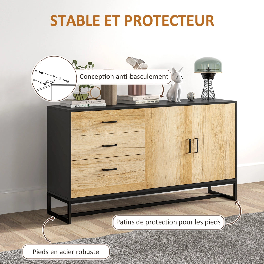 Buffet con 3 cassetti e ripiano regolabile ¨C zephmum ¨C acciaio, alluminio