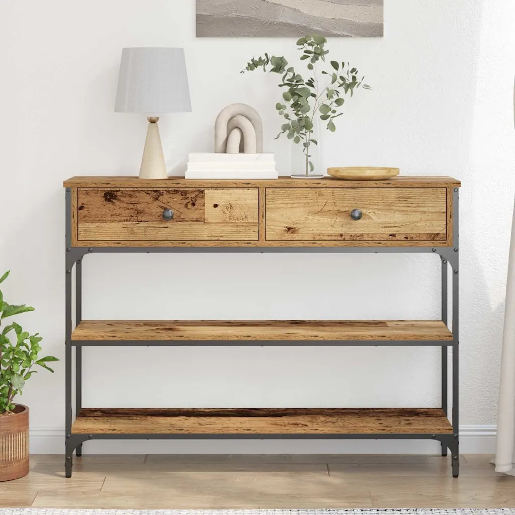 Tavolo consolle con cassetto Legno vecchio 100 x 25 x 75 cm 863511