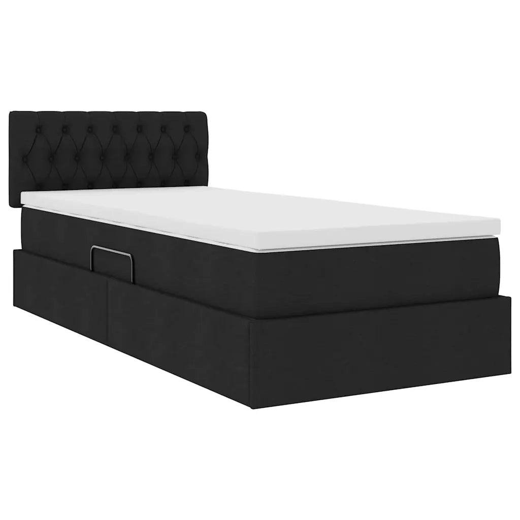 Letto con contenitore e materasso Nero 100 x 200 cm