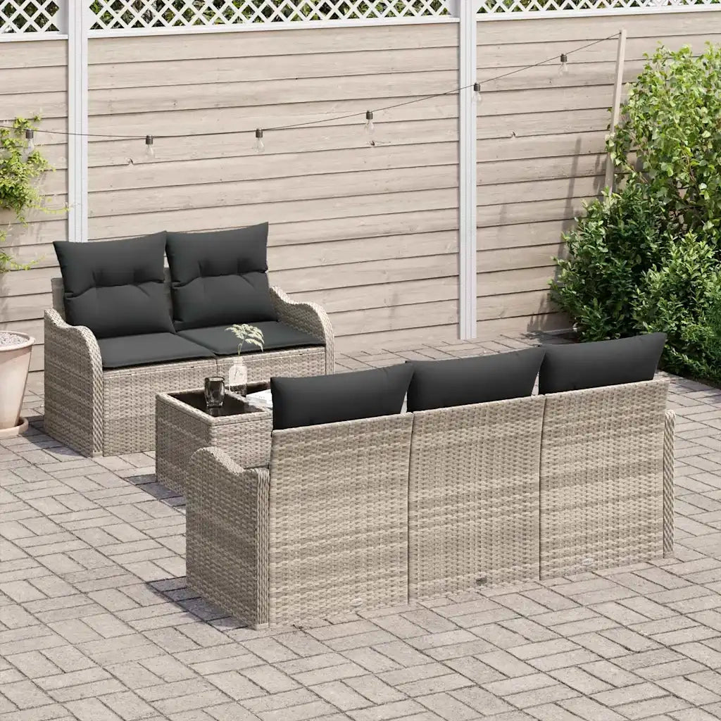 Set Divano da Giardino Grigio chiaro polyrattan