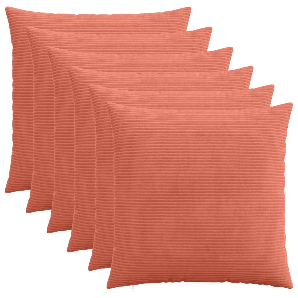 Federa 6 pcs HEERLEN Rosso Arancio 70 x 70 cm corduroy 913266