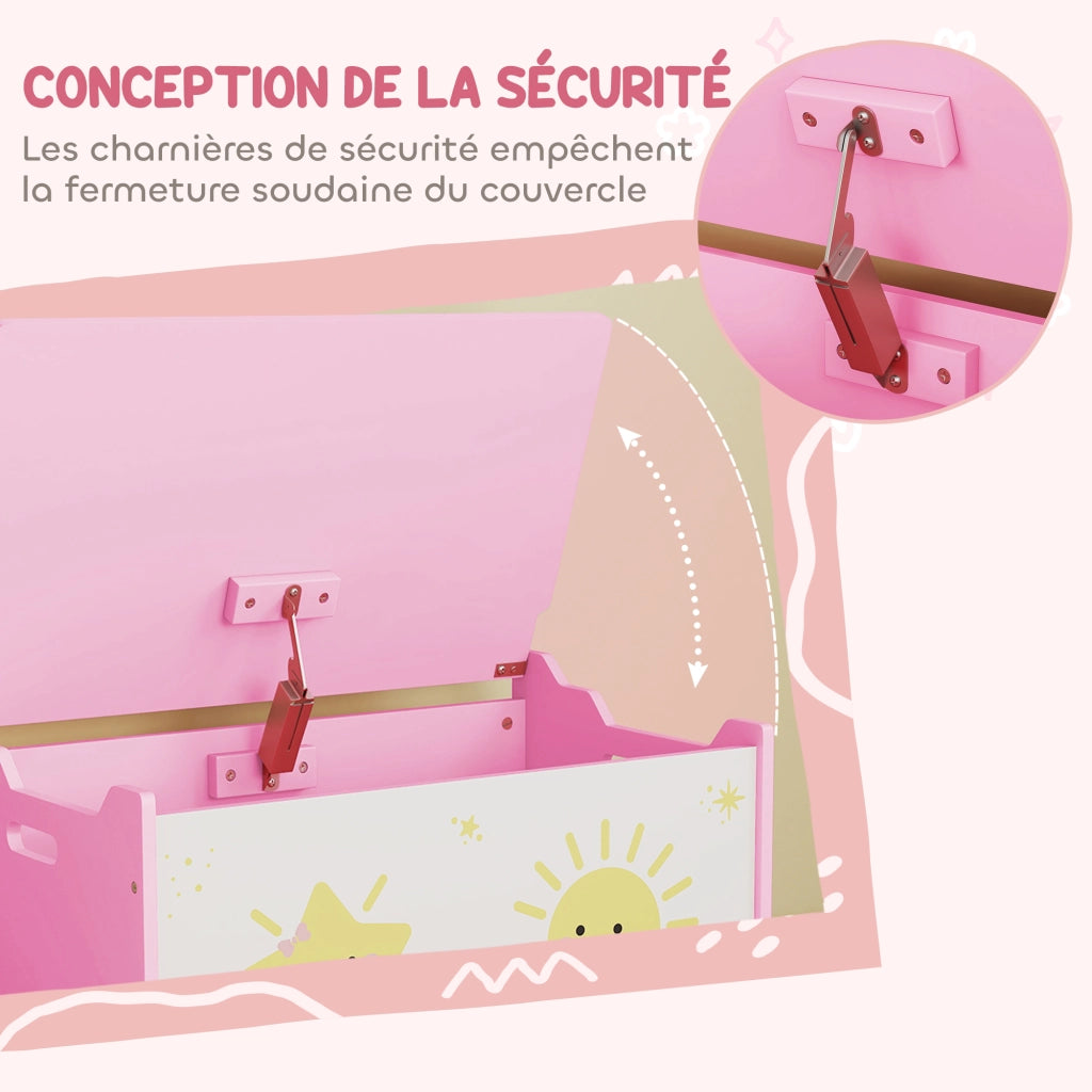Cassa giocattoli con coperchio ¨C zephmum ¨C 60x37x39 cm rosa