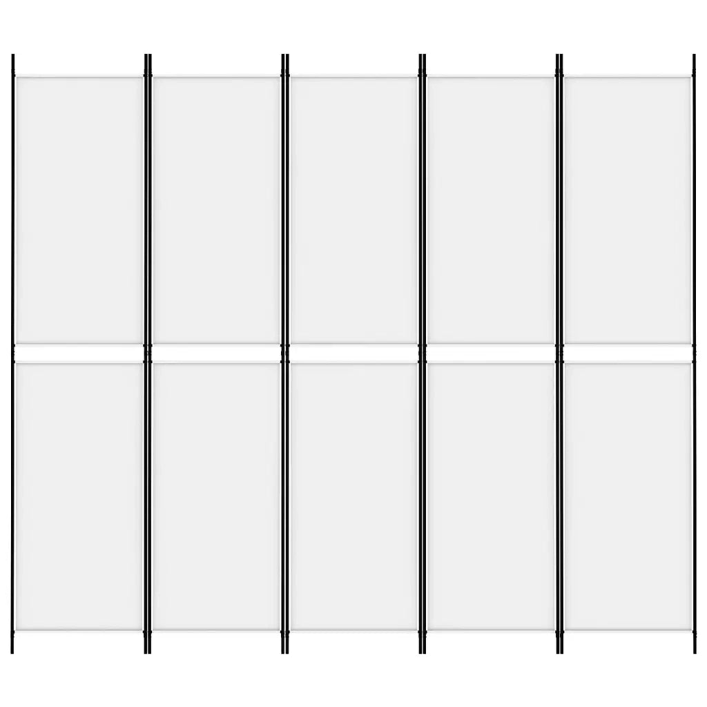Divisorio Ambienti | Divider per stanze | Paravento a 5 Pannelli Bianco 250x220 cm Tessuto