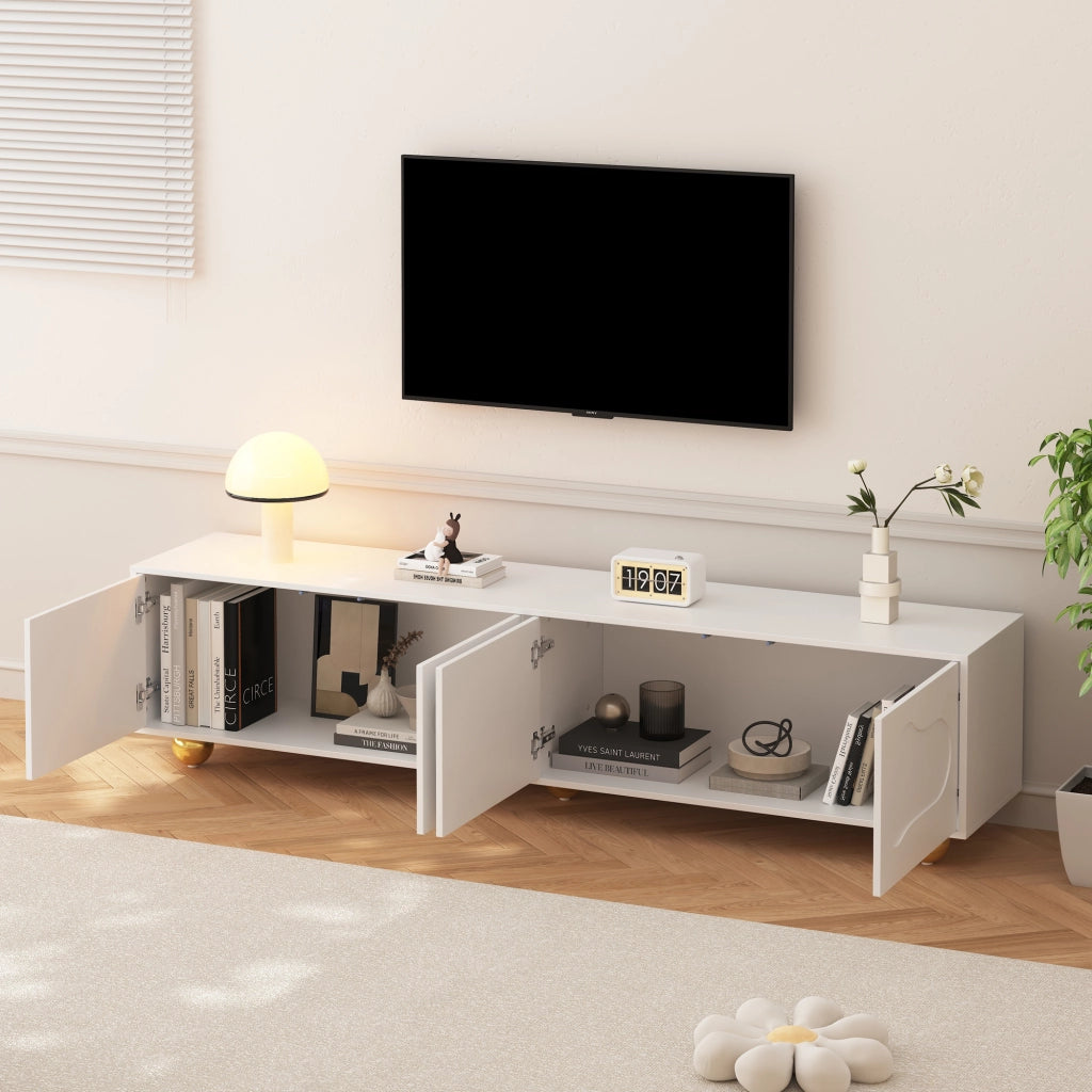 Cassettiera per TV bianca in truciolato lunghezza 180 cm