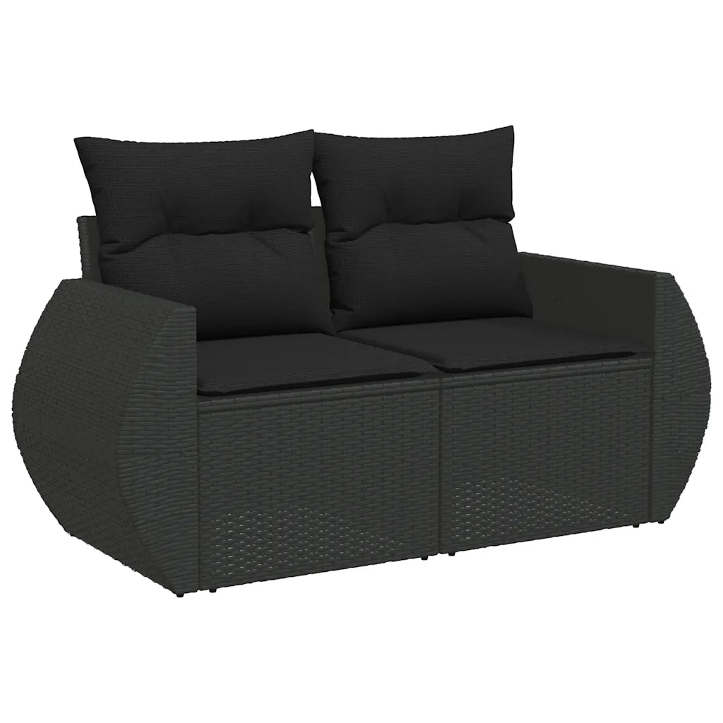 Set Divani da Giardino con Cuscini 8 pz Nero in Polyrattan 3325611