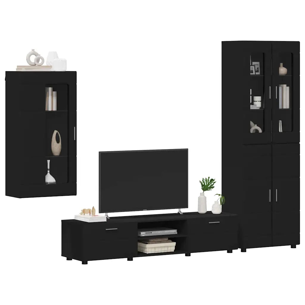 Set mobile TV con cassetto FLORIN Nero Legno multistrato