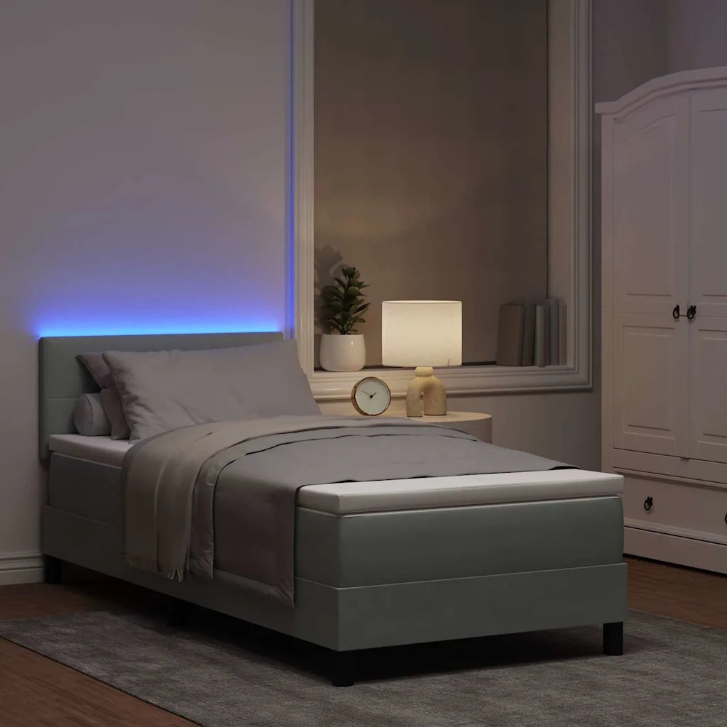 Letto a Sorgente LED con led Grigio chiaro 80 x 200 cm Velluto 3342614