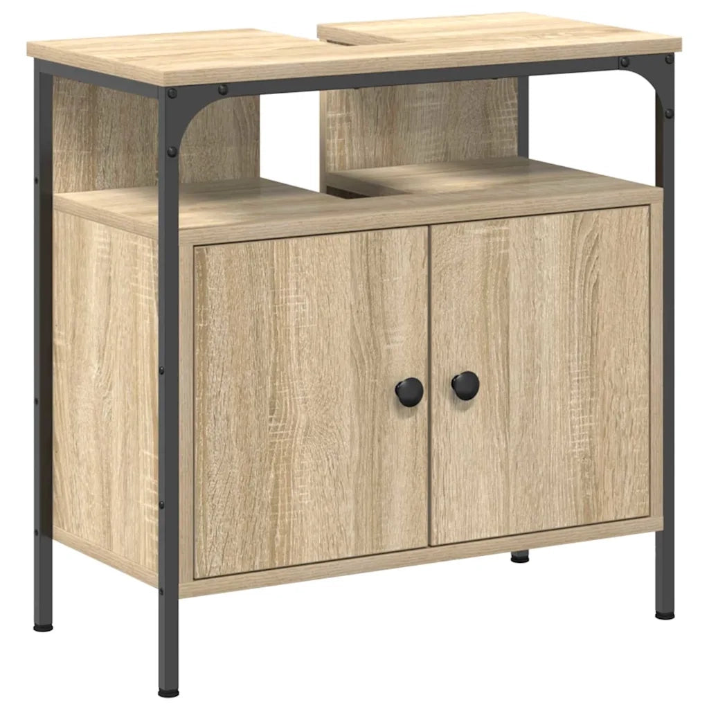 Set di mobili per il Bagno | Armadio da bagno 3 pz Marrone Legno multistrato