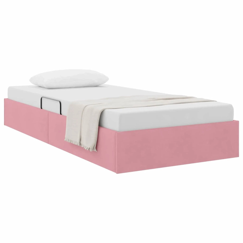 Letto ottomano con archiviazione Rosa 90 x 200 cm Velluto 3442861