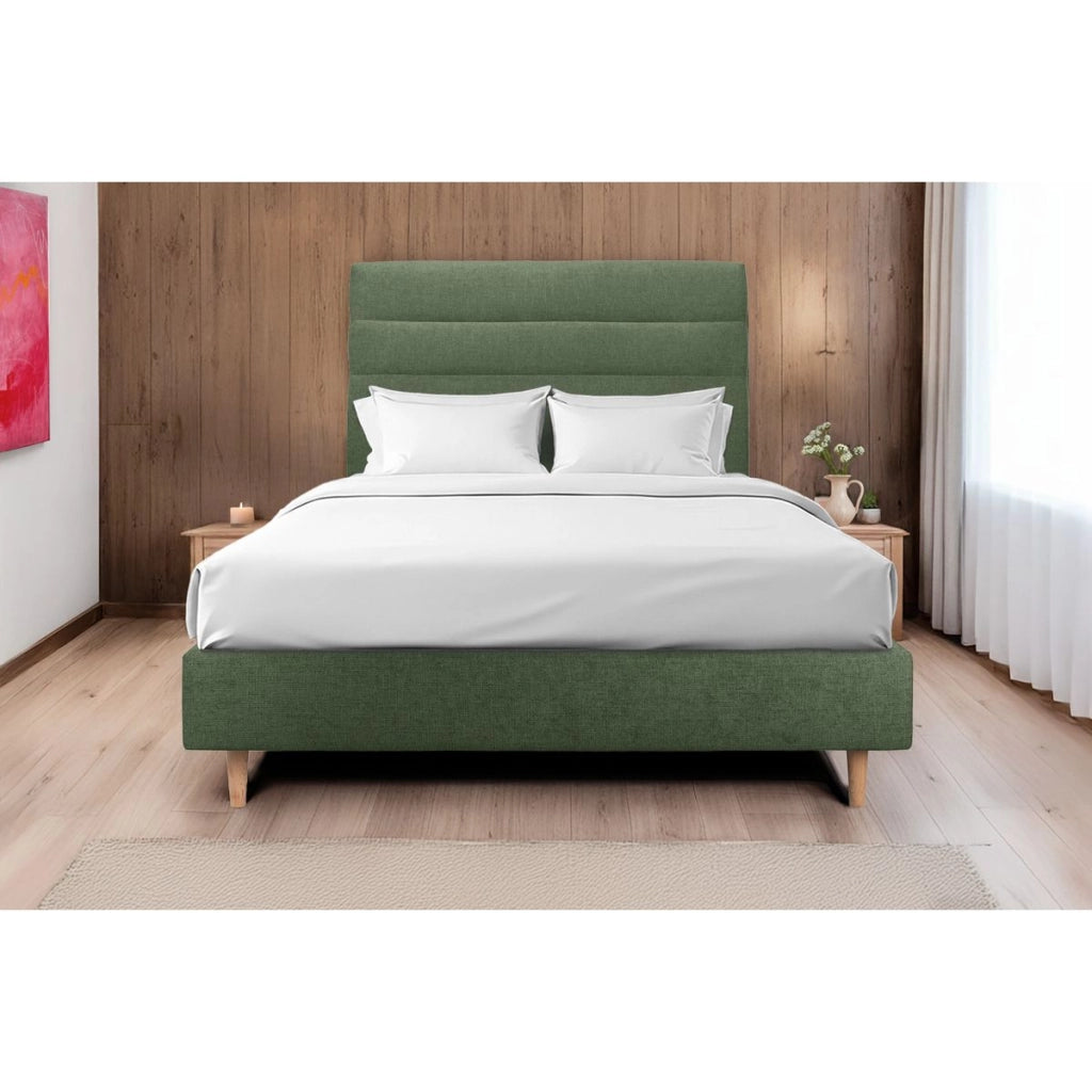 Testiera in tessuto natté verde kaki con linee L135 cm