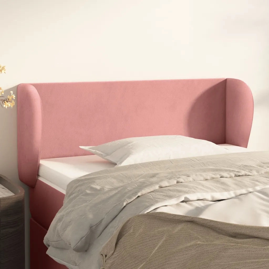 Testiera | Testata ad Orecchio Rosa 83x23x78/88 cm in Velluto