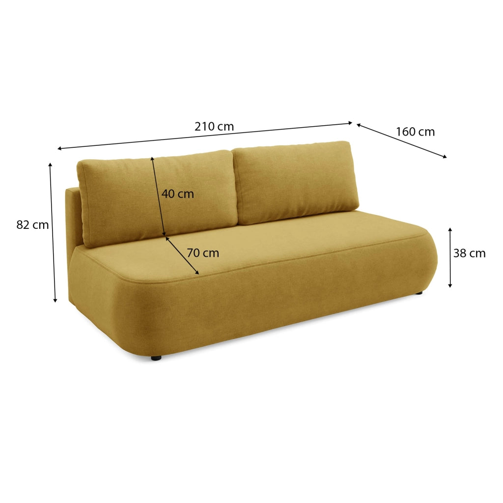 Brugnato, Divano Letto 2 Posti Contenitore, 210x106 cm Giallo