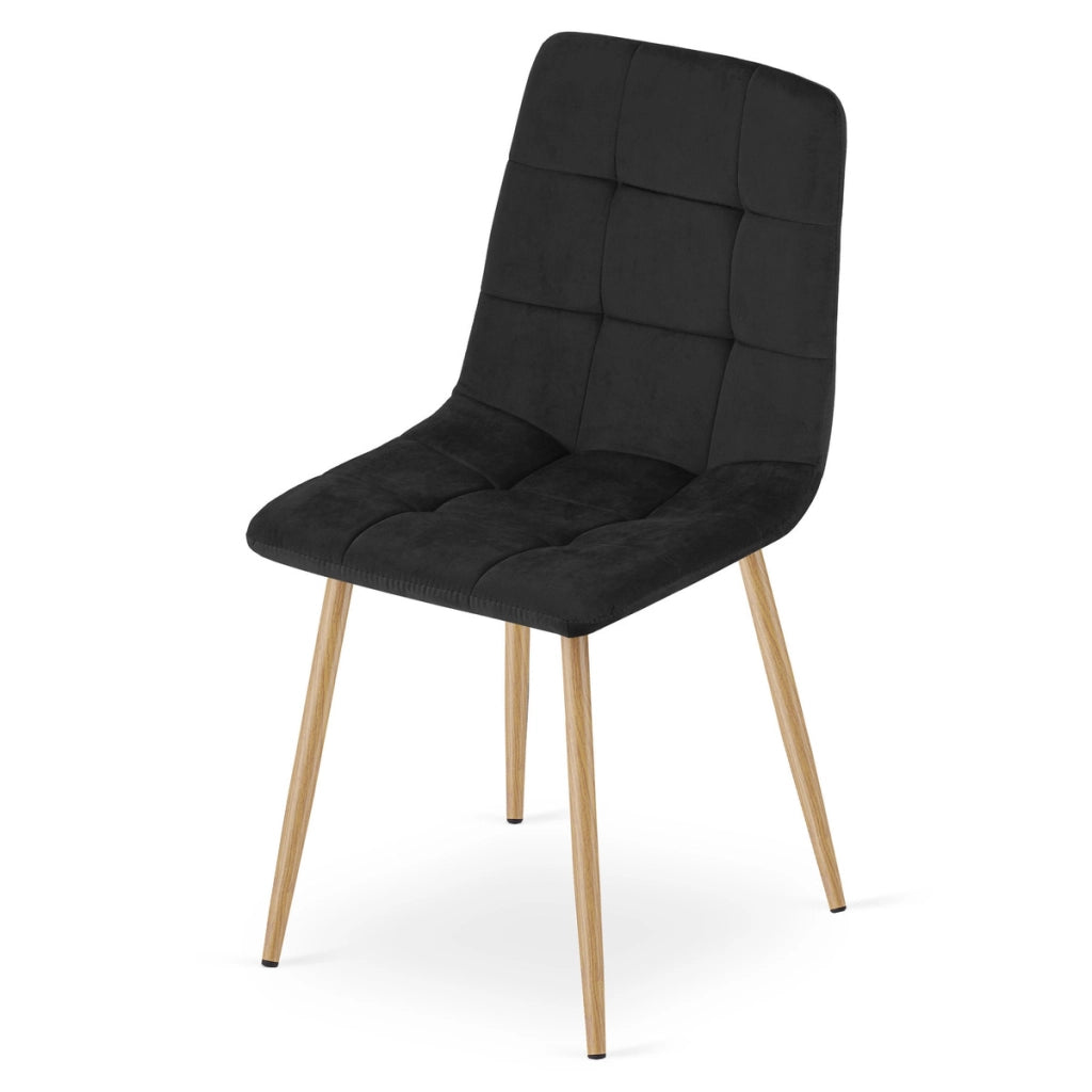Sedia Kara in velluto nero con gambe effetto legno