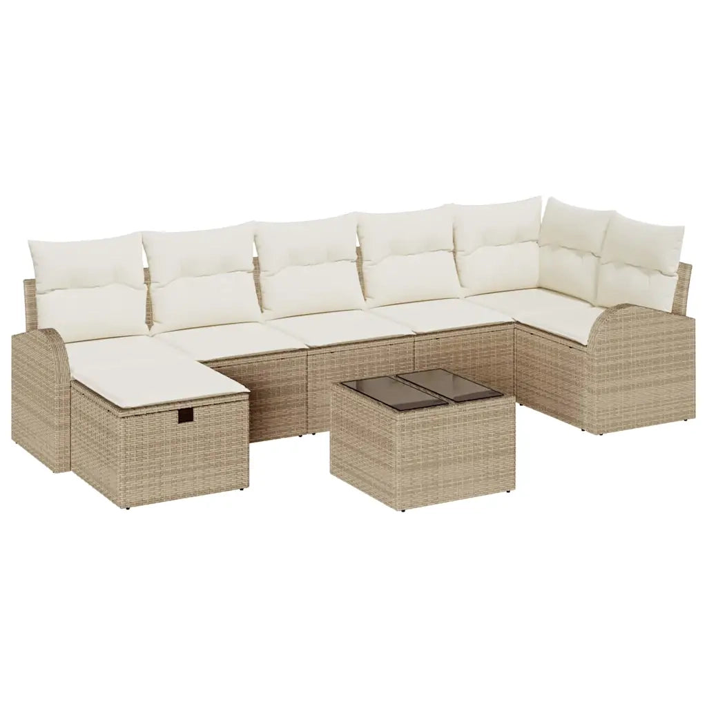 Set Divano da Giardino con cuscino 8 pcs Beige Poly Rattan 3360442