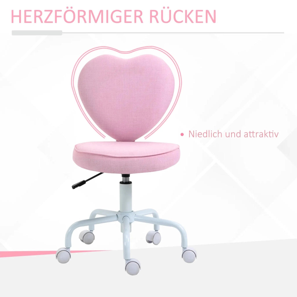 SEDIA Girevole a Cuore Altezza Regolabile 40x50x89 cm Rosa