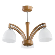 Plafoniera classica in legno, dettagli argento, 3xE14 Alfa