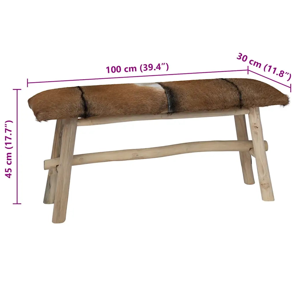 Panca in Pelle di Capra e Teak 244547