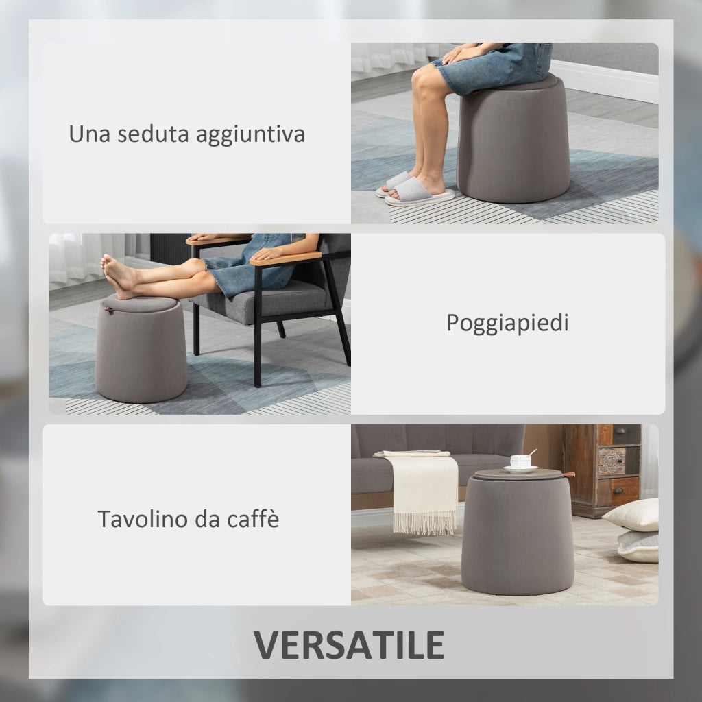 Pouf Contenitore in Velluto ¨C zephmum ¨C Grigio, ?44x47.5cm
