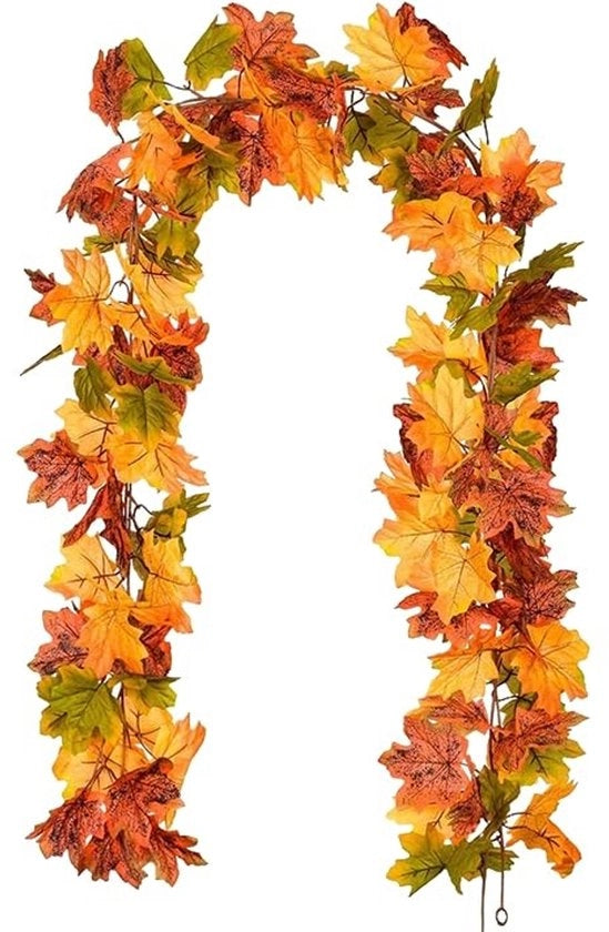 Decorazione di Autunno con Foglie di Quercia Artificiali - 1,7 Metro - Colori Vivaci - Adatto per Casa e Giardino