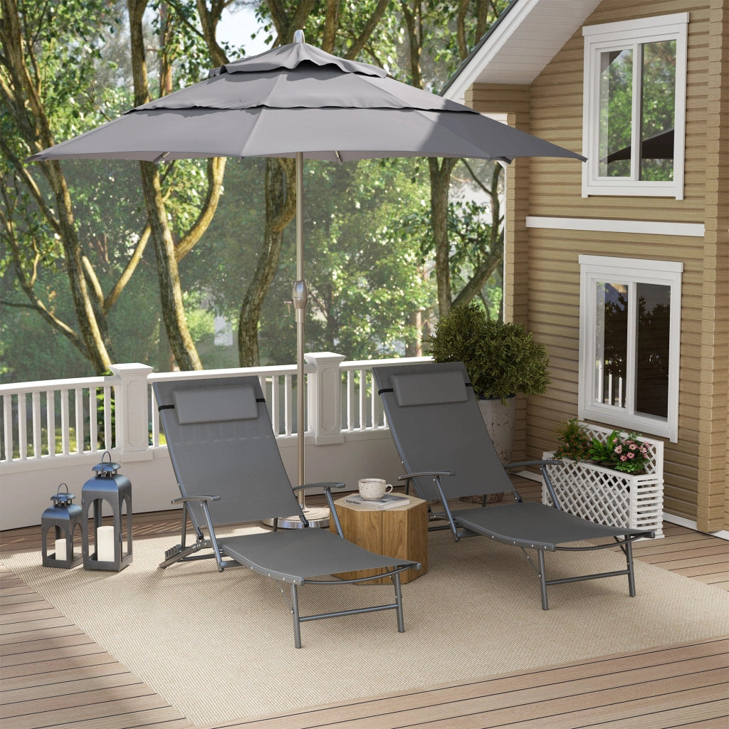 Sdraio da Giardino Pieghevole con Cuscino ¨C Zephmum ¨C Grigio