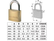 LUCCHETTO OTTONE ARCO NORMALE 22010  mm.60 (art.22010600)    CISA