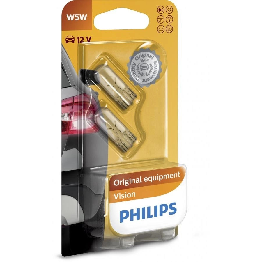 SET 2 LAMPADINE AUTO W5W 12V PHILIPS VISION