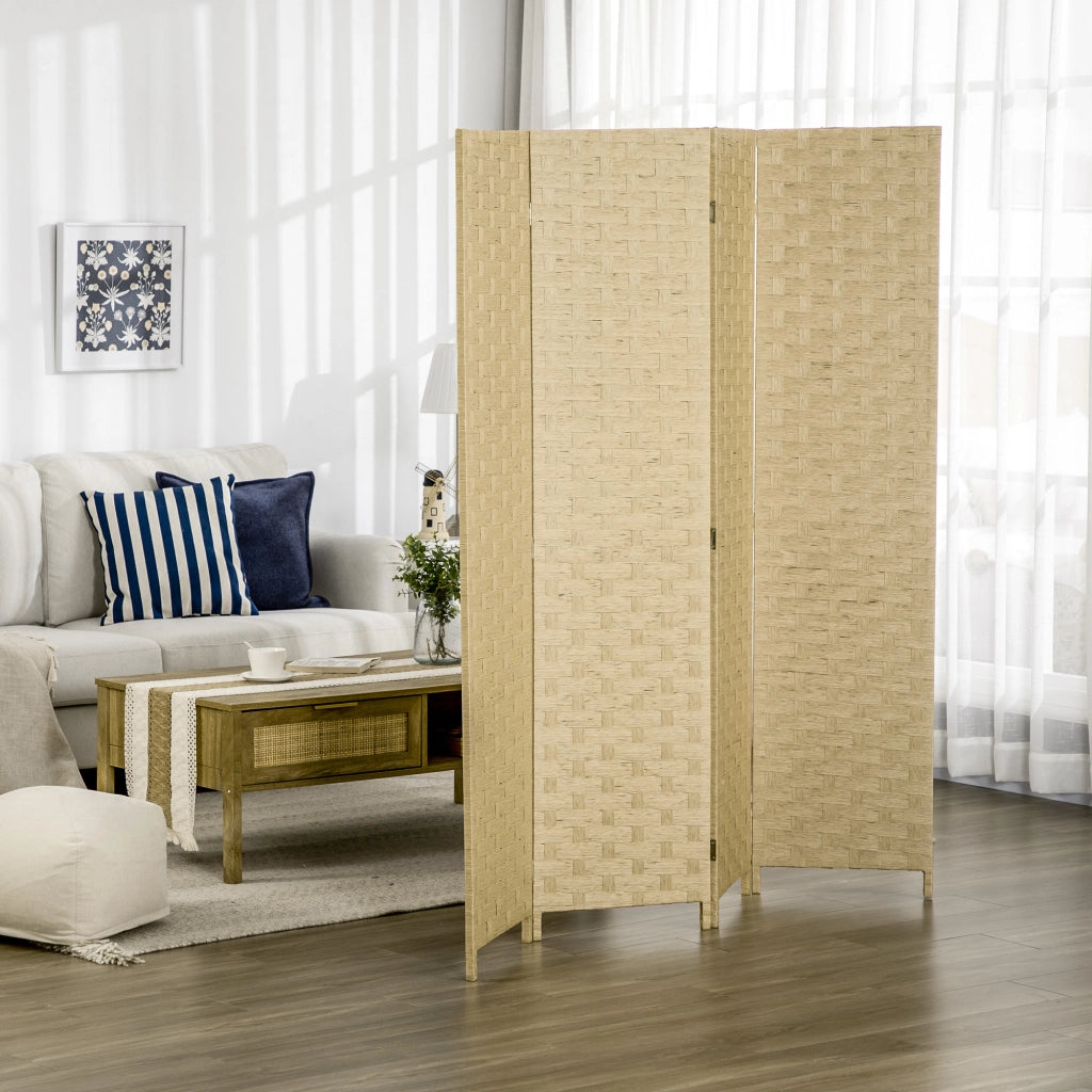 Paravento Separ¨¦ da Interno a 4 Ante in Legno, Pieghevole e Salvaspazio Altezza 170cm, Marrone