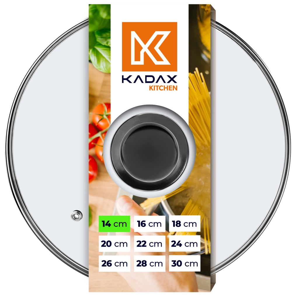 Coperchio in vetro KADAX da 14 cm, universale, resistente al calore, per pentole e padelle.