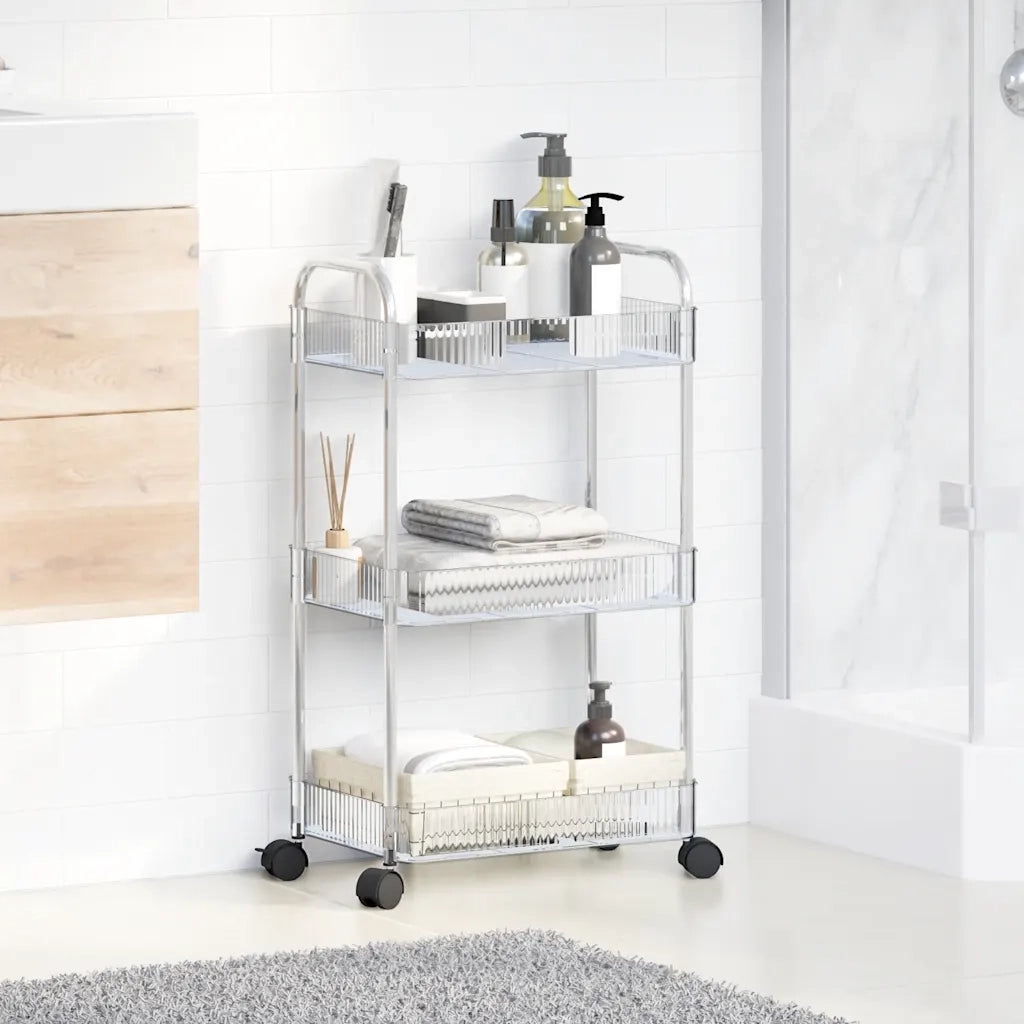 Carrello Portaoggetti a 3 Livelli 37x28x68 cm in Acrilico CFW8281135