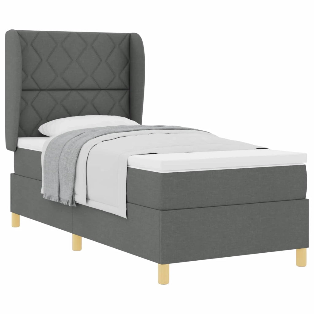 Letto a molle con testiera Grigio scuro 200 x 90 cm Tessuto 3340796
