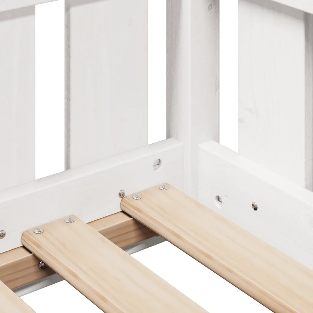 Giroletto Casetta Bambini Bianco 90x200 cm Legno Massello Pino