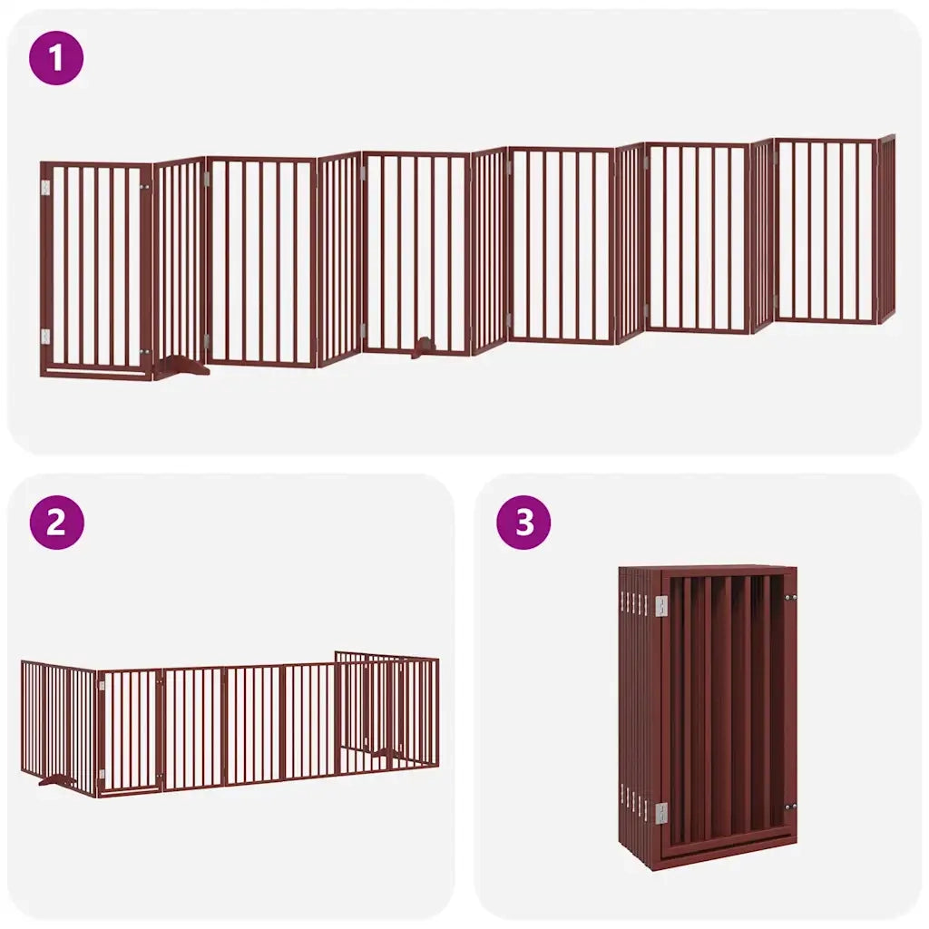 Cancello Cani Porta Pieghevole Marrone 12 Pannelli 600cm Pioppo 3155551