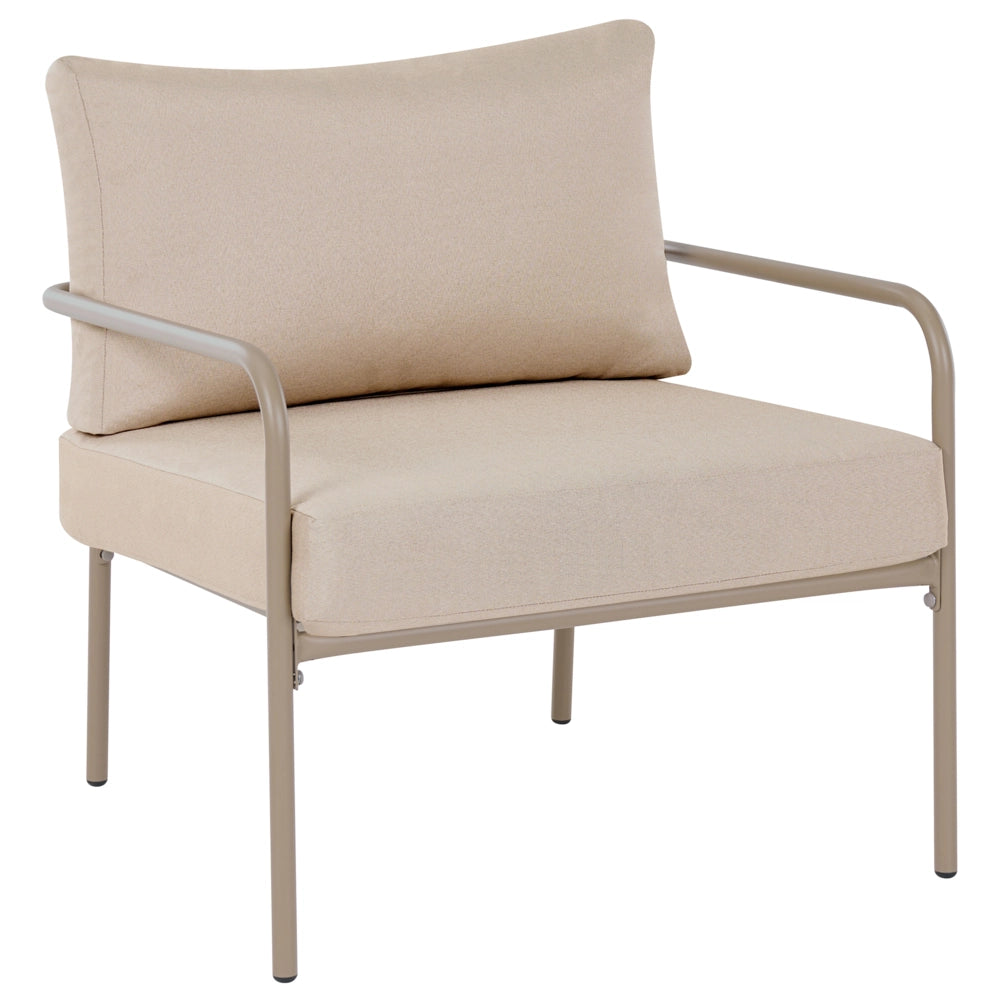 Set da giardino a 4 posti con struttura in acciaio e cuscini sfoderabili beige chiaro stile moderno
