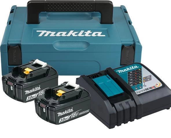 Makita 197952-5 Kit Alimentazione 18 V 3.0 Ah con 2 Batterie Li-Ion e Caricatore Rapido DC18RC colore Turchese