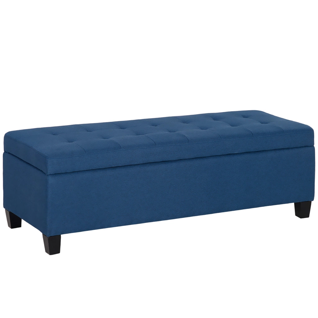 Pouf con contenitore ¨C Minimal ¨C blu, tessuto, 125x49x41,5 cm