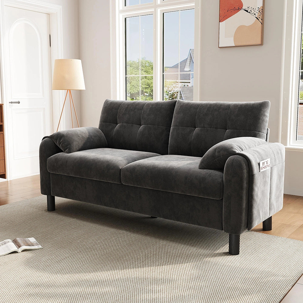 Divano 2 posti - Xylo - Chenille, stile scandinavo, grigio