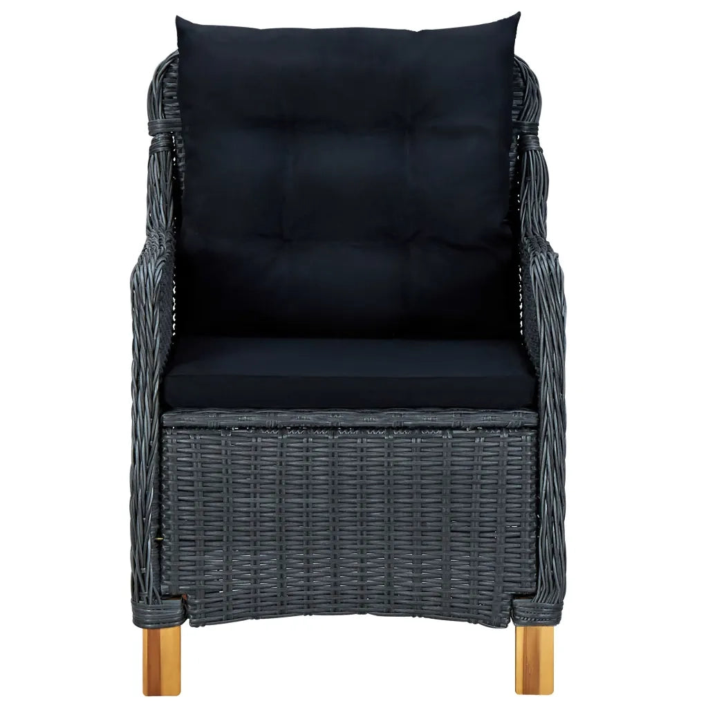 Set Pranzo da Giardino 7 pz con Cuscini Polyrattan Grigio Scuro 3060166