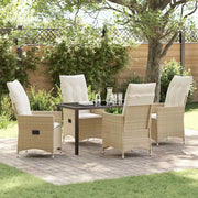 Set da Pranzo per Giardino con cuscino 5 pcs Beige polyrattan 3379557