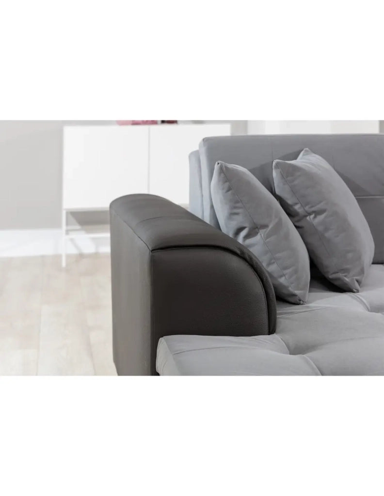 Divano panoramico convertibile CALDERO 5 posti blu navy e grigio - angolo sinistro